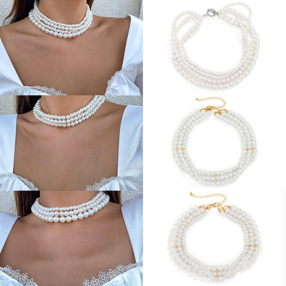 Elegant Round Shape Artificial Pearl Necklace for Women