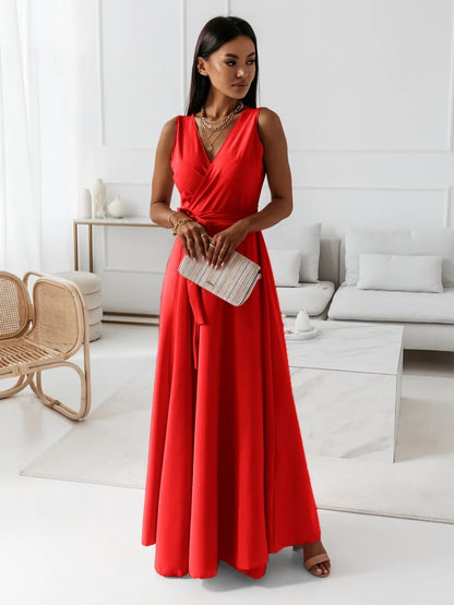 Simple Design V Neck Long Evening Party Dresses