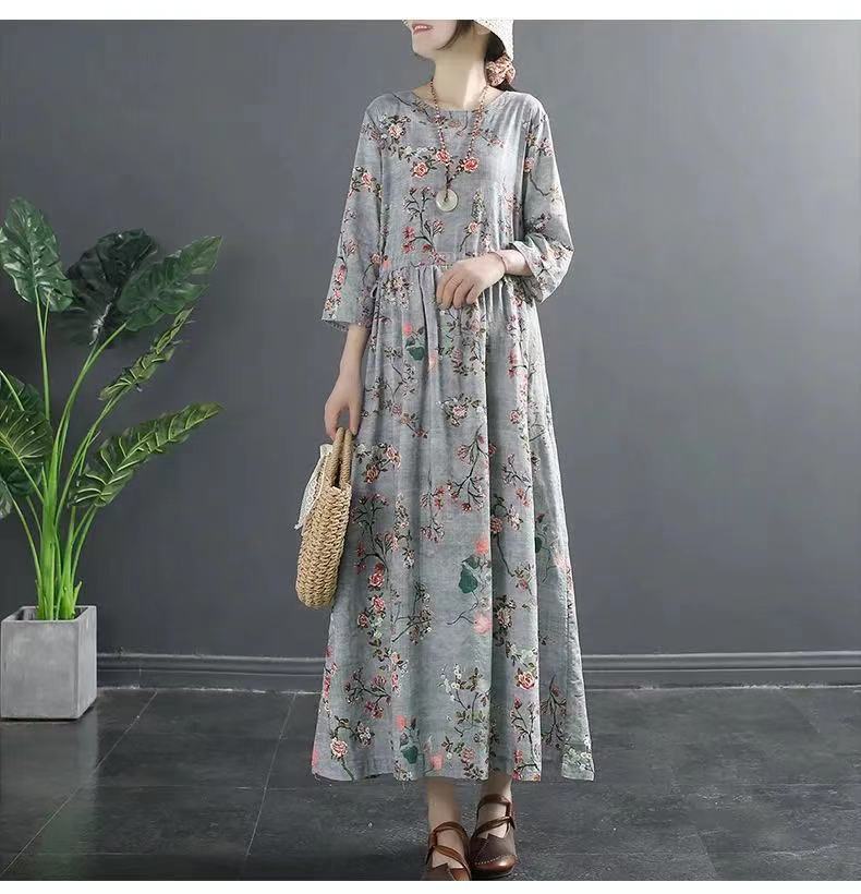 Vintage Cotton Women Plus Sizes Long Dresses