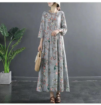 Vintage Cotton Women Plus Sizes Long Dresses