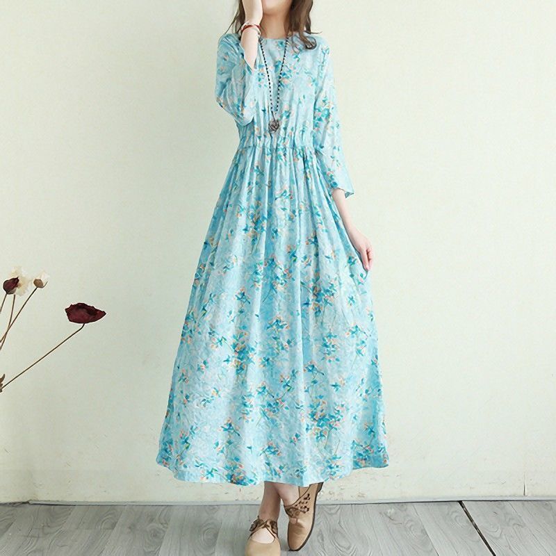 Vintage Cotton Women Plus Sizes Long Dresses