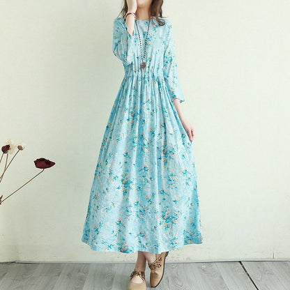 Vintage Cotton Women Plus Sizes Long Dresses