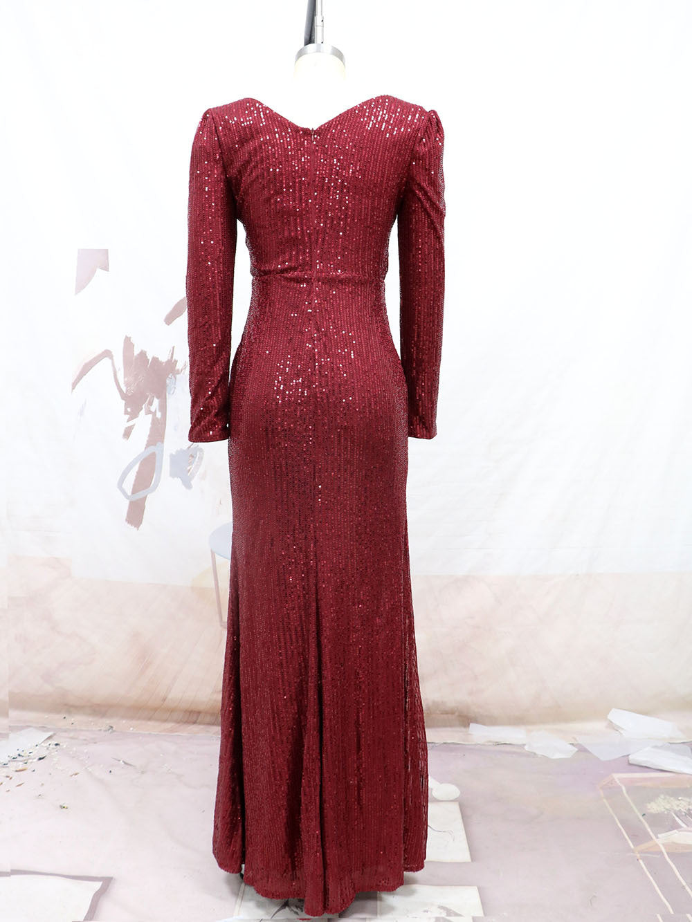 Sexy Long Sleeves Sequined Evening Dresses
