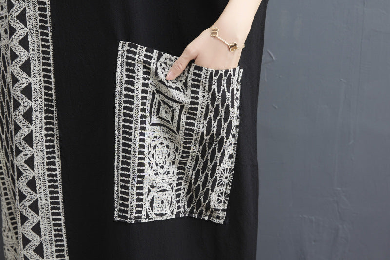 Vintage Pocket Design Plus Sizes Long Cozy Dresses