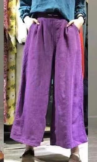 Leisure Linen Vintage Wide Leg Women Pants