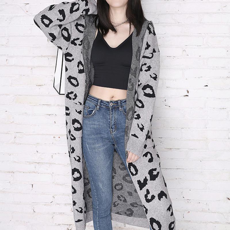 New Leopard Casual Knitting Cardigan Overcoats-STYLEGOING