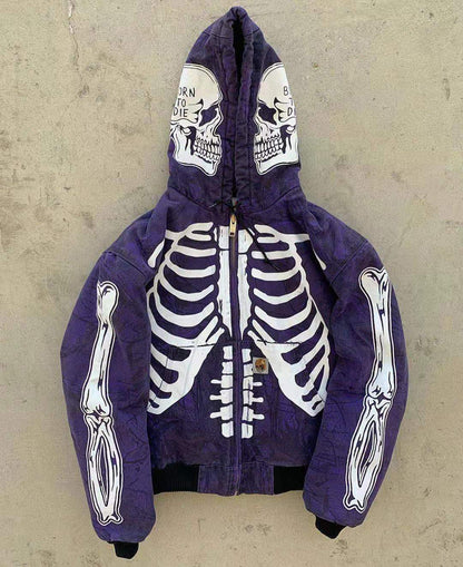 Women Flower Skull Long Sleeve Hoodies Sweater