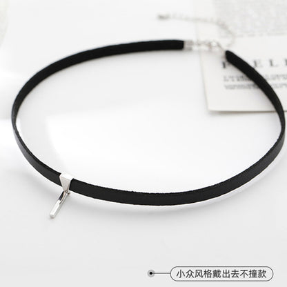 Black Leather Simple Style Necklace for Women