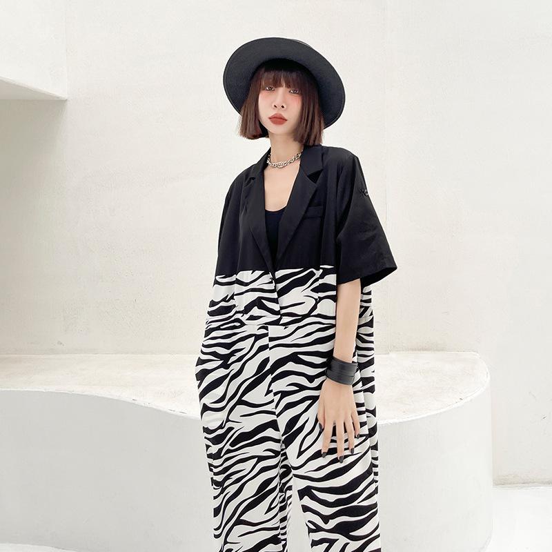 Casual Zebra Print Summer Jumpsuits-STYLEGOING