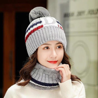 Women Fleeced Lined Knitting Warm Hats+Scarfs--Free Shipping at meselling99