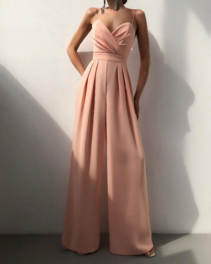 Sexy Slim Waist Loose Jumpsuits-Orange-S-Free Shipping at meselling99