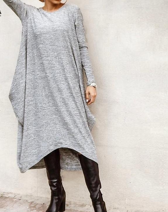 Irregular Plus Sizes Women Fall Long Dresses