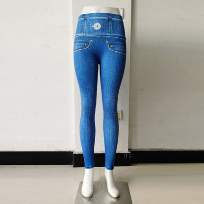 Sexy Denim Yoga Running Legging Pants for Women