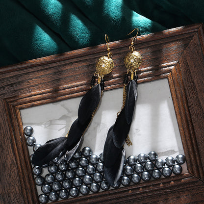 Bohemian Feather Design Women Drop Rings