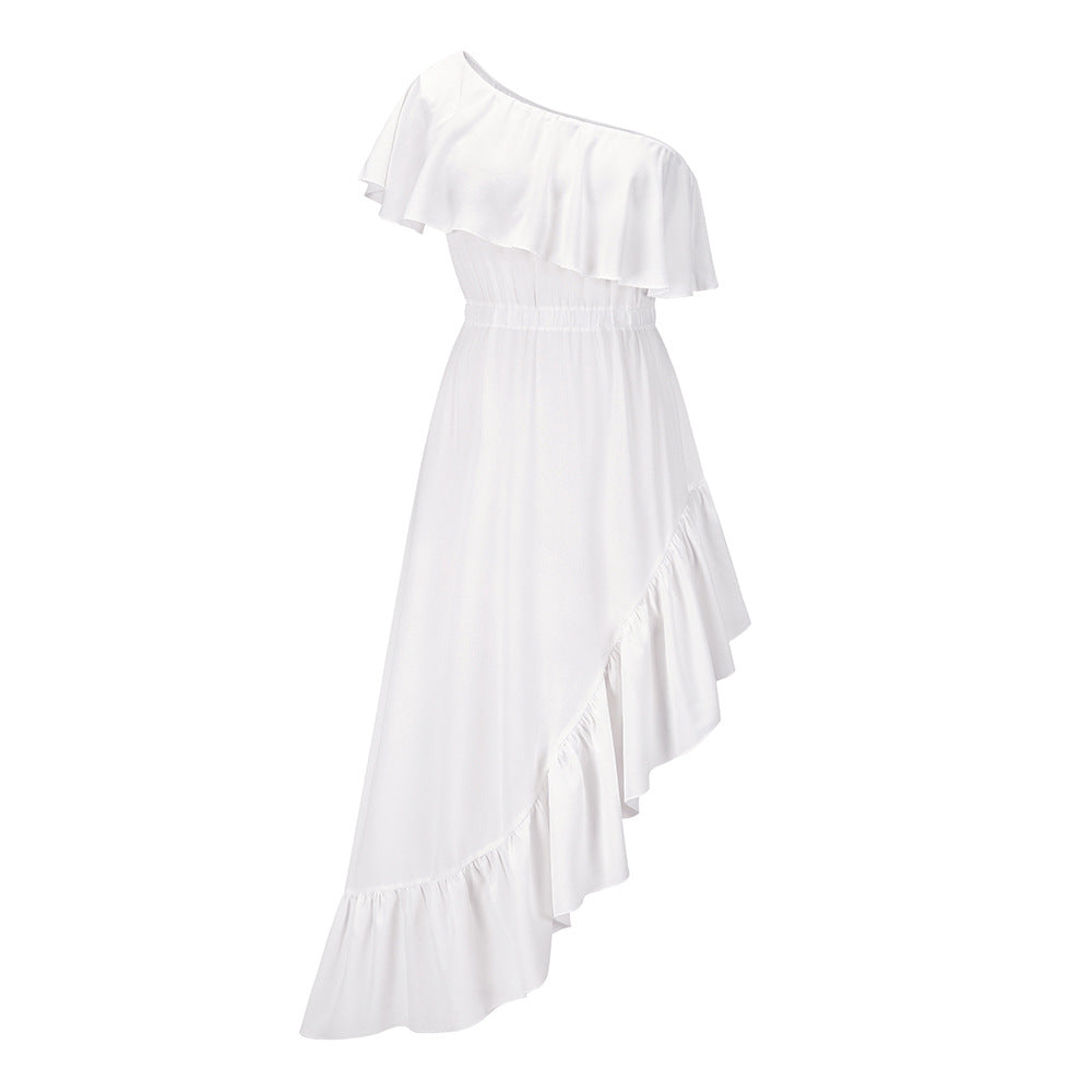 Sexy One Shoulder Irregular Women Summer Dresses