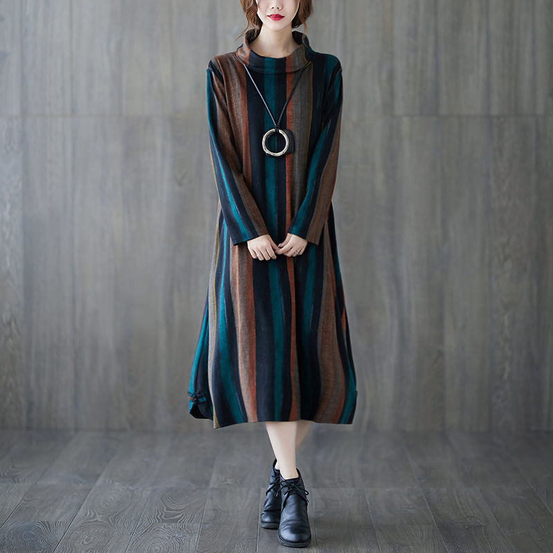 Vintage High Neck Warm Fall Long Dresses
