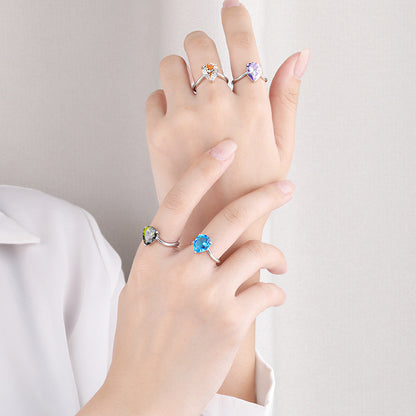 Fashion Sterling Silver Colorful Zircon Rings