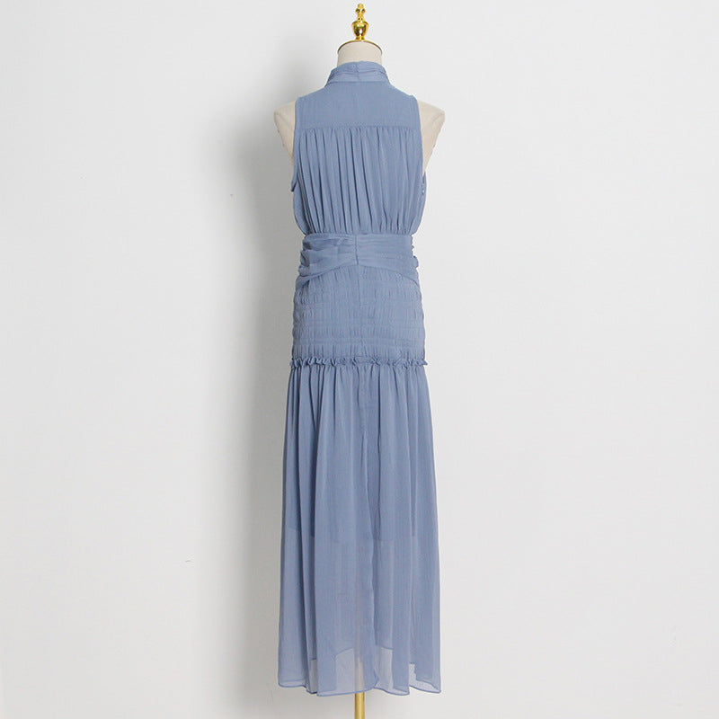 Chiffon High Neck Sleeveless Long Dresses