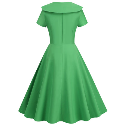 Vintage Short Sleeves A Line Dresses