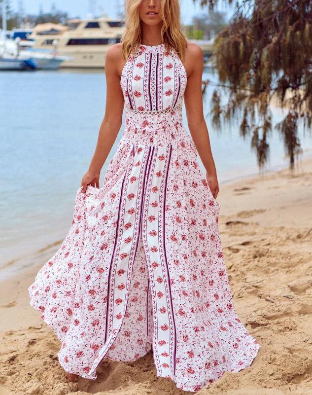 Women Bomemia Split Front Backless Dresses-STYLEGOING