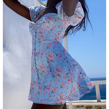 Sexy Puff Sleeves High Waist Bodycon Mini Dresses-STYLEGOING
