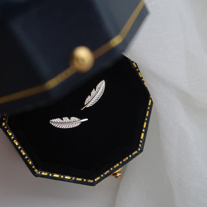 Feather Design Sterling Silver Studs for Women