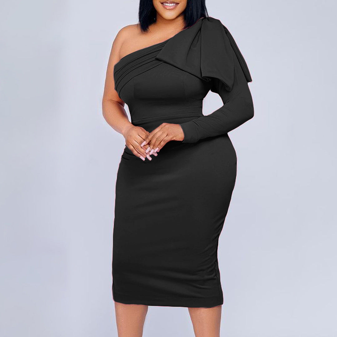 Fashion One Shoulder Sheath Women Dresses