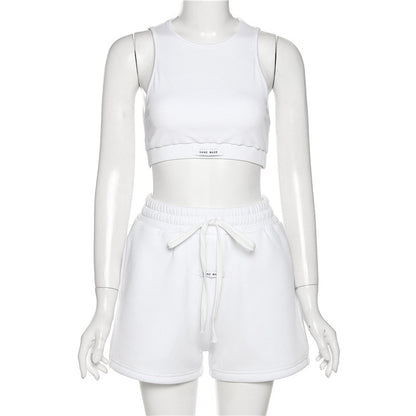 Summer Casual Sleeveless Shorts and Midriff Baring Tops