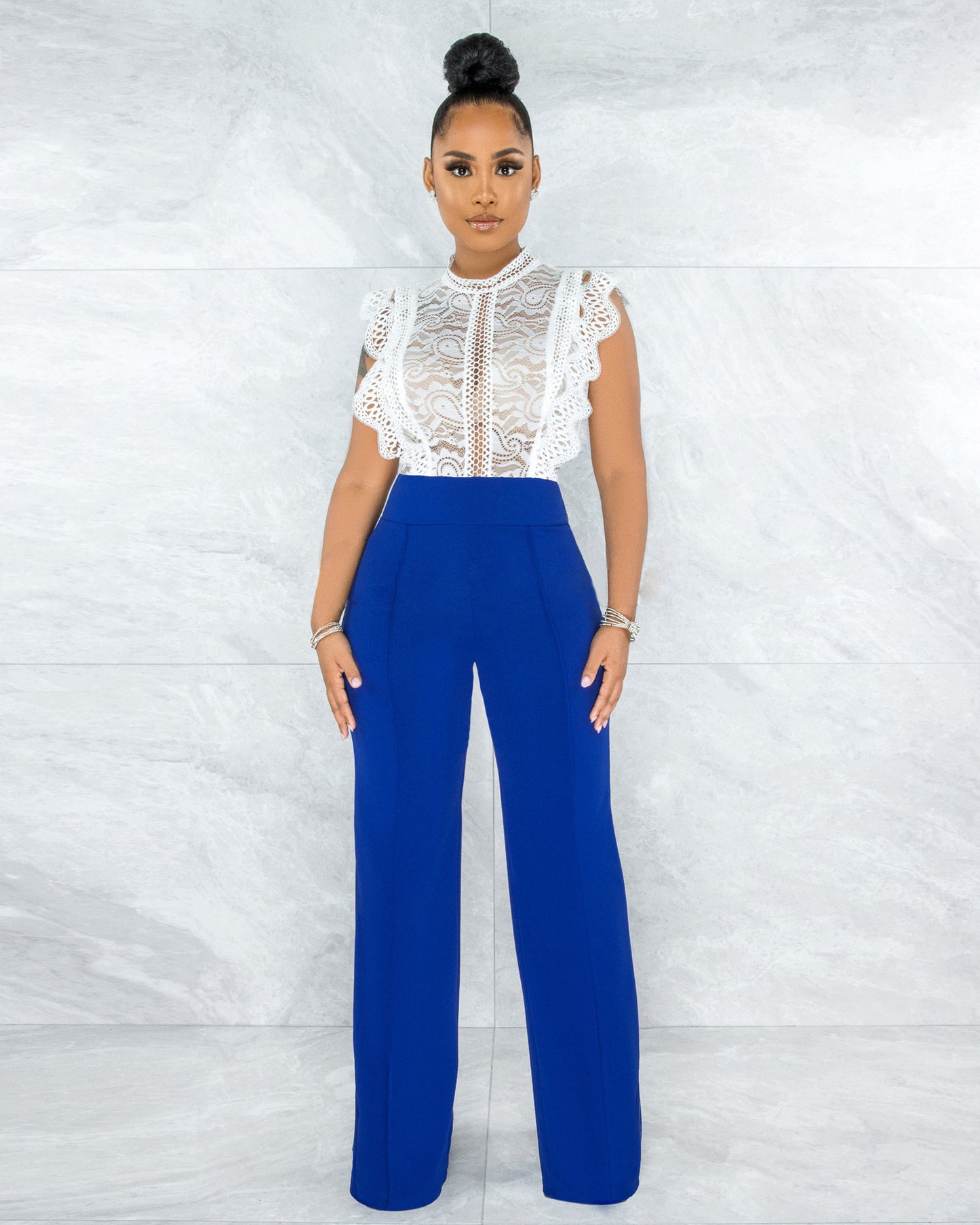 Sexy Back Zippered Wide Legs Pants