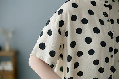 Summer Apricot Dot Women Shirts