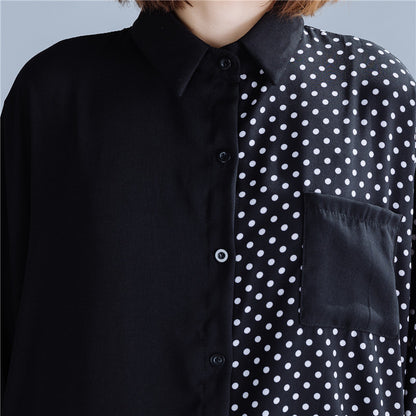 Summer Dot Print Chiffon Long Sleeves Shirts
