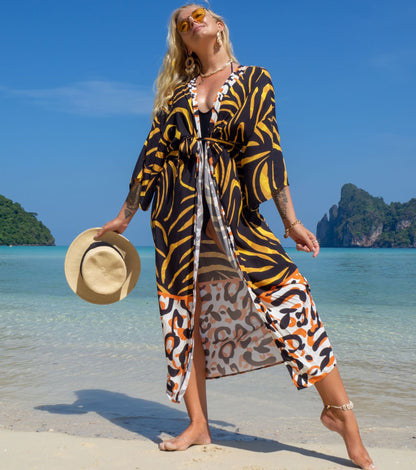 Fashion Floral Print Summer Kimono Beachwear Cover Ups