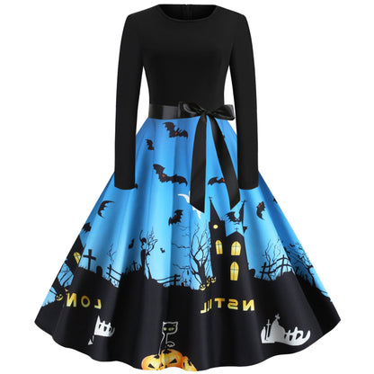 Halloween Vintage Women Long Sleeves Winter Dresses-STYLEGOING