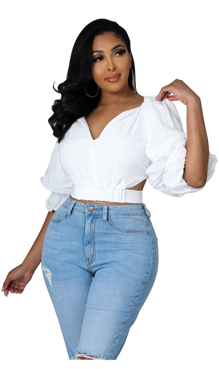 Designed Half Sleeves Spring Blouses for Women