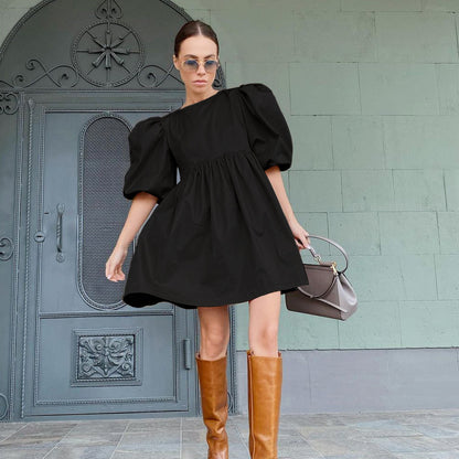 Summer Women Half Sleeves Cotton Mini Dresses