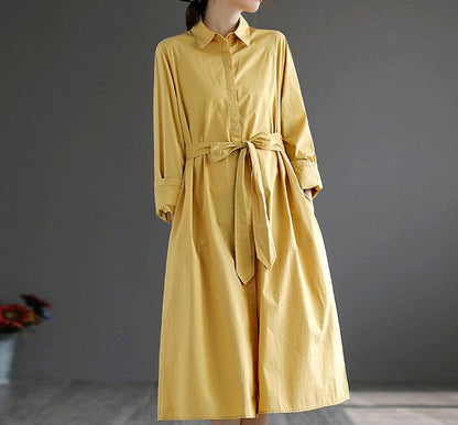 Women Slim Waist Flong Midi Length Fall Overcoat-STYLEGOING