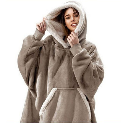 Wearable Fleece Hoodies Sleepwear for Watching TV