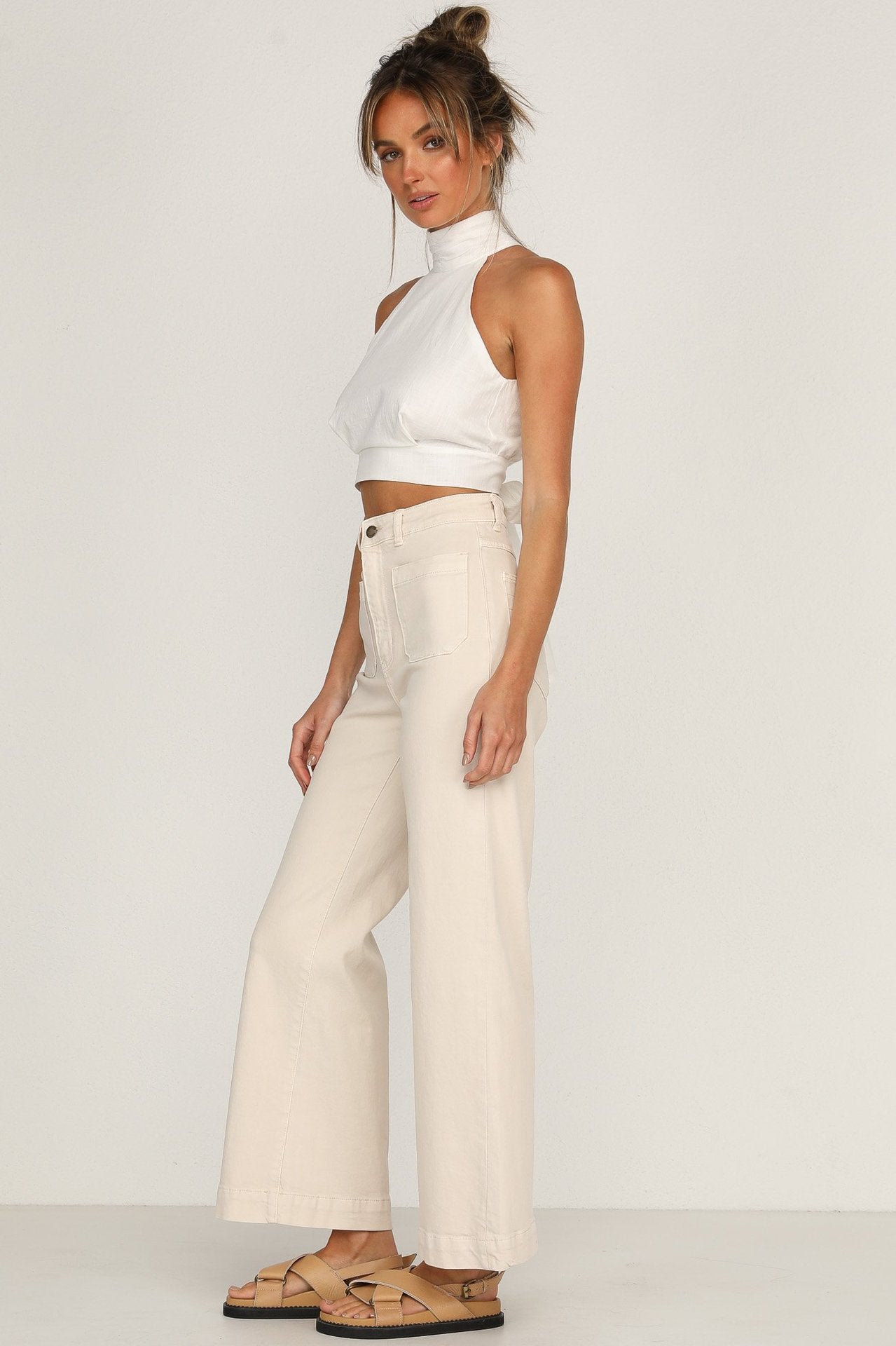 Sexy Summer High Neck Backless Lace Up Crop Top