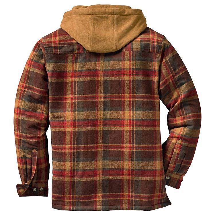 Long Sleeves Plaid Hoodies Winter Overcoat for Men-STYLEGOING