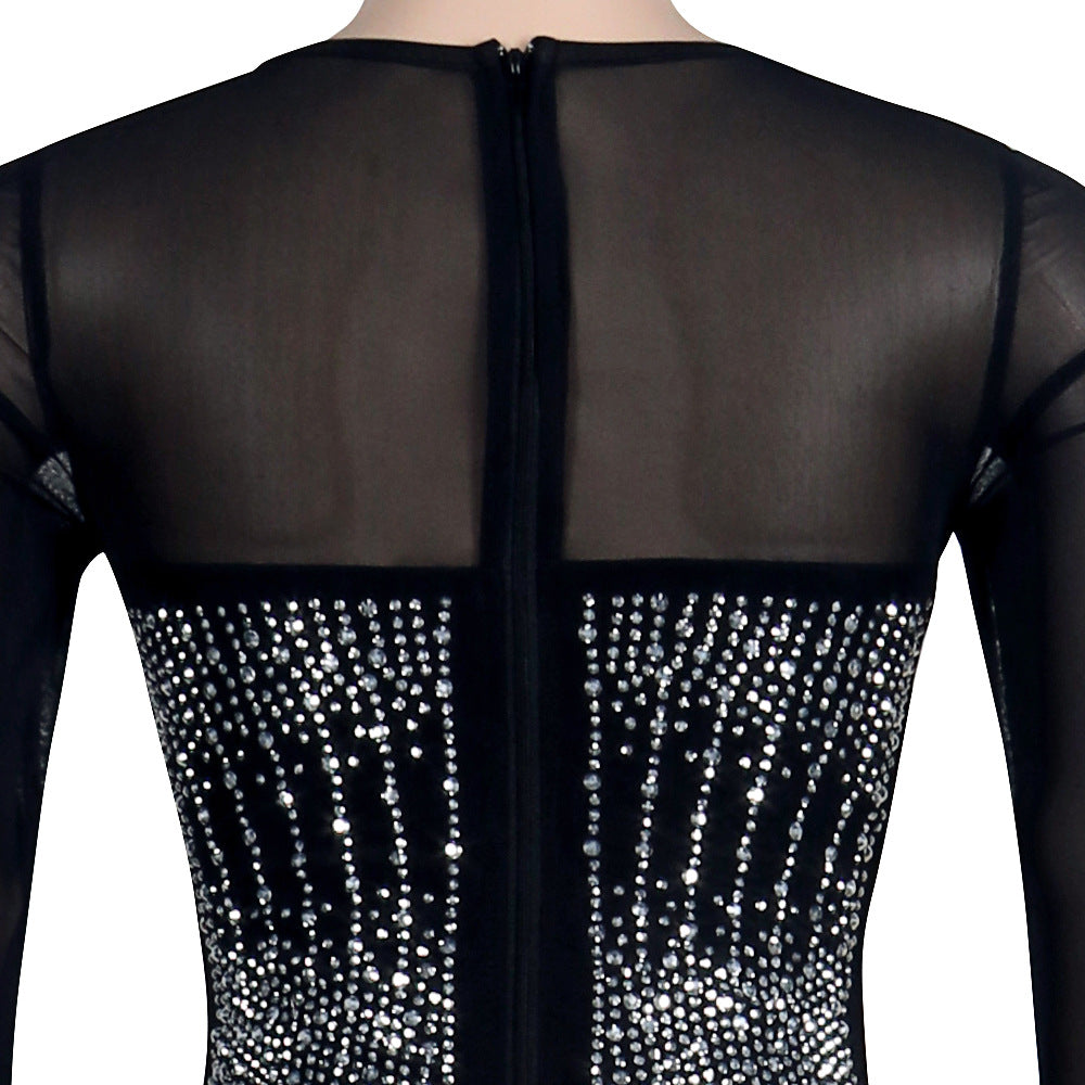 Sexy Diamond Inlay Long Sleeves Night Party Dresses