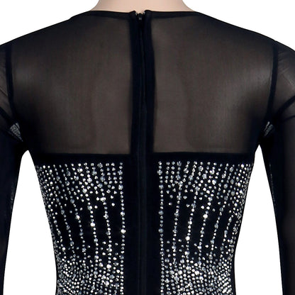 Sexy Diamond Inlay Long Sleeves Night Party Dresses