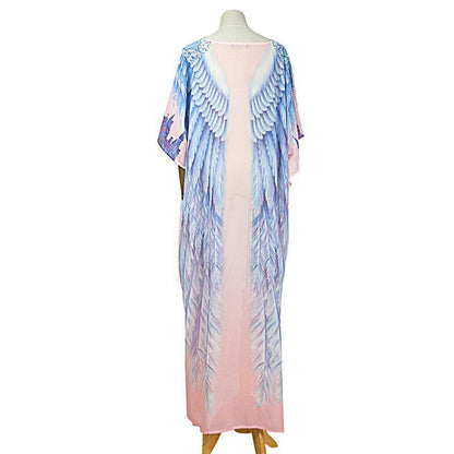 Wings Design Chiffon Summer Plus Sizes Beacwear Cover Ups