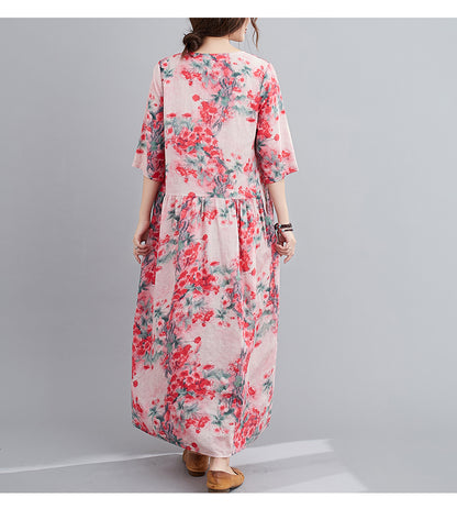 Ethinc Line Summer Half Sleeves Women Long Dresses