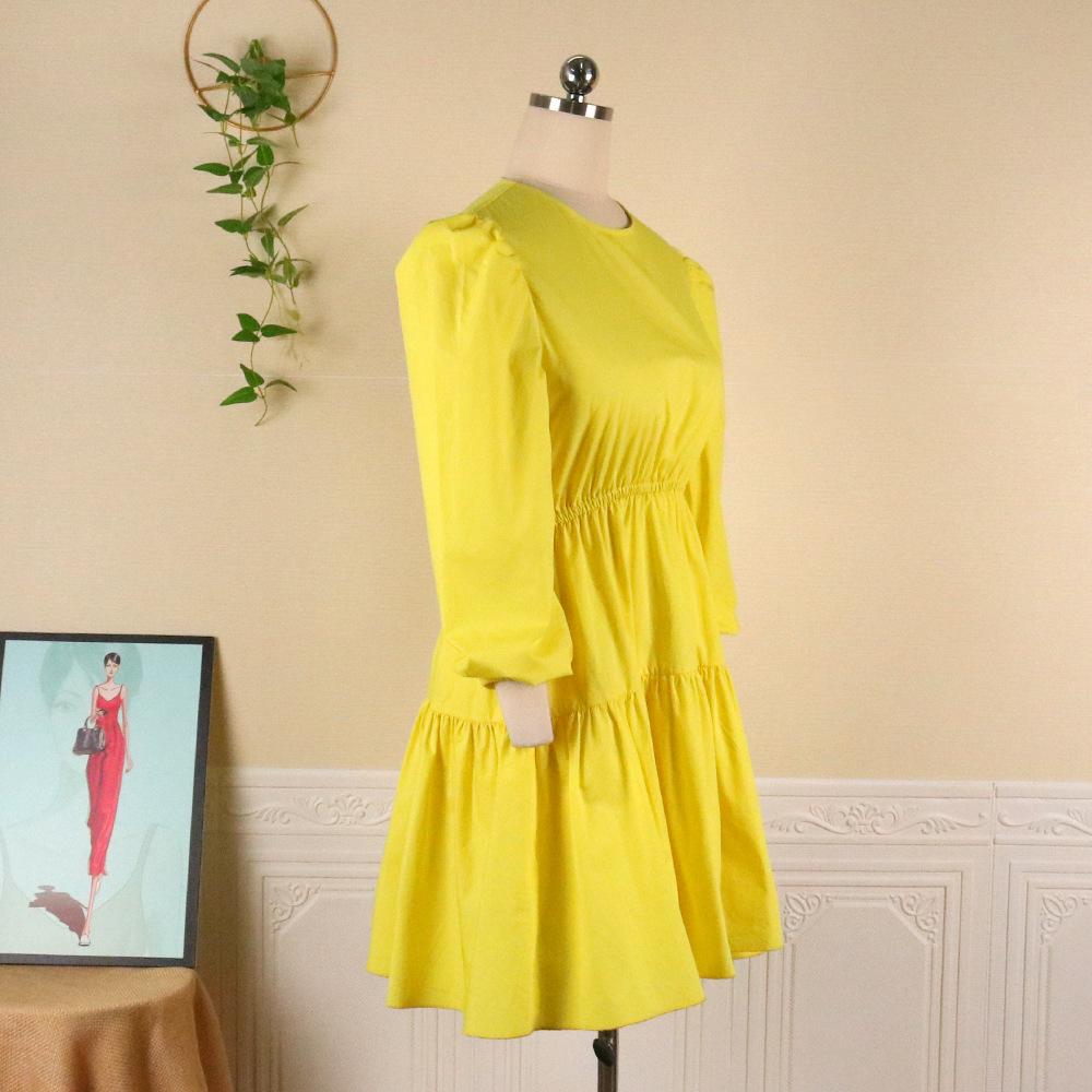 Yellow Women Ruffled Plus Sizes Short Dresses-STYLEGOING