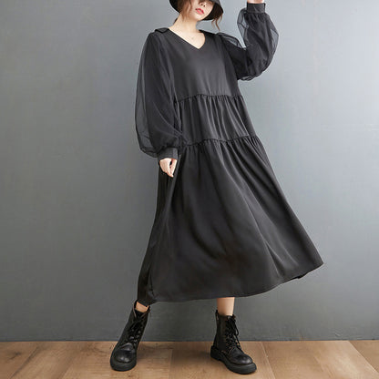 Plus Sizes Tulle Long Sleeves Black Fall Dresses
