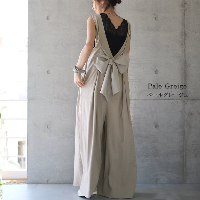 Leisure Wide Legs Rompers with Bow Design
