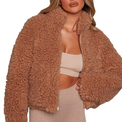 Women Faux Fur Winter Short Overcoat