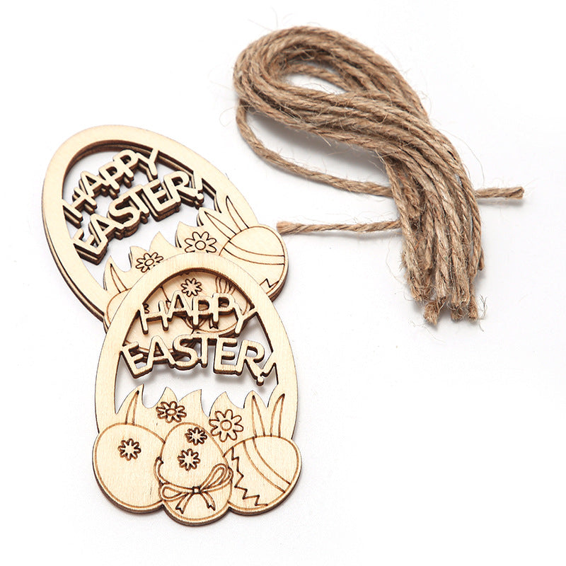Happy Easter Day Wooden DIY Pendant for Decoration