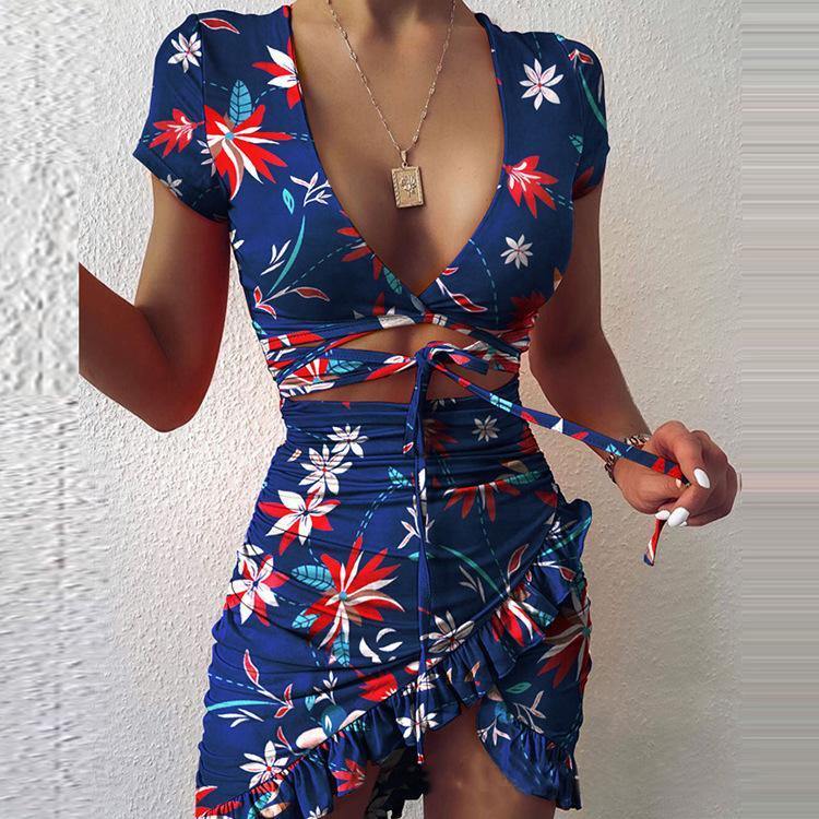 Sexy V-neck Irregular Tight Mini Dresses-STYLEGOING