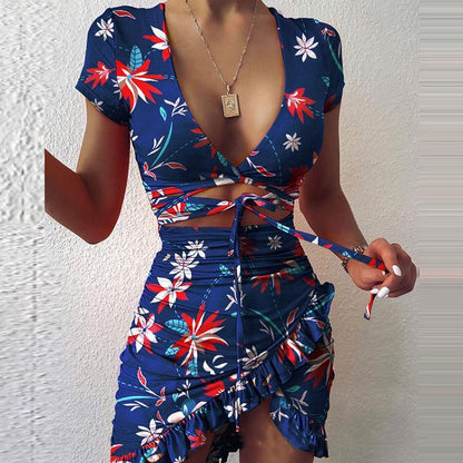 Sexy V-neck Irregular Tight Mini Dresses-STYLEGOING